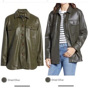 Madewell Olive Faux Leather Chore Jacket